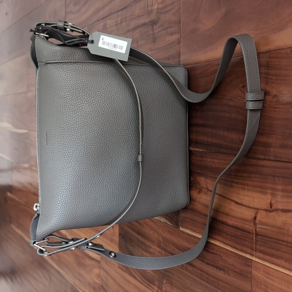 All Saints Kita Leather Stormy Grey Double Strap Crossbody Bag Nwt ❤️ - Picture 3 of 12
